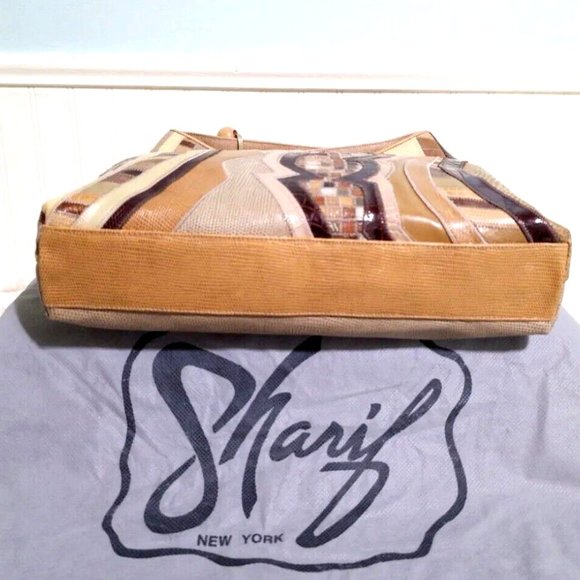 NEW Sharif BOHO WESTERN Beige Brown Patchwork 100% Croc Leather Shoulder Bag - Picture 12 of 14